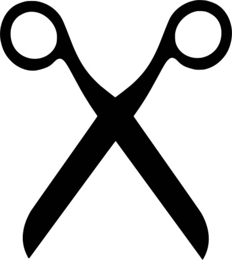 ícone de tesoura preta sobre fundo branco