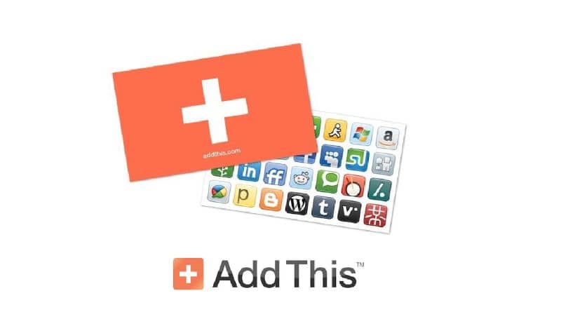Logotipo AddThis e ícones diferentes de programas ou aplicativos em fundo branco