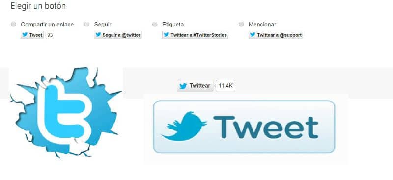   Janela de botões do Twitter