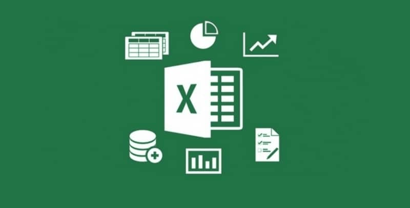 Fundo verde, ícones do Excel