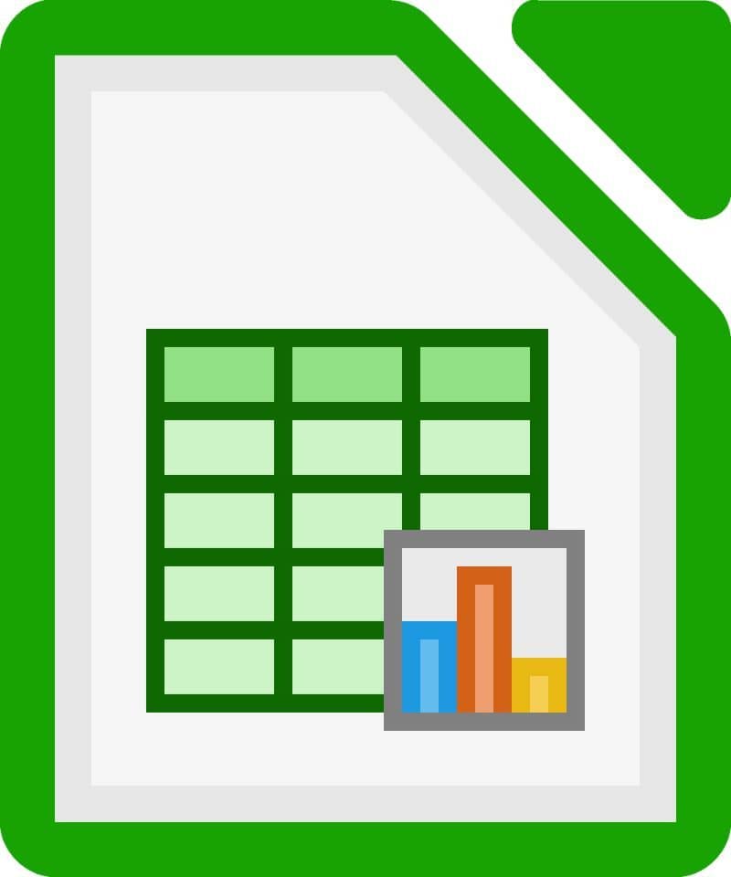 ícone de planilha no LibreOffice com fundo branco em jpg 