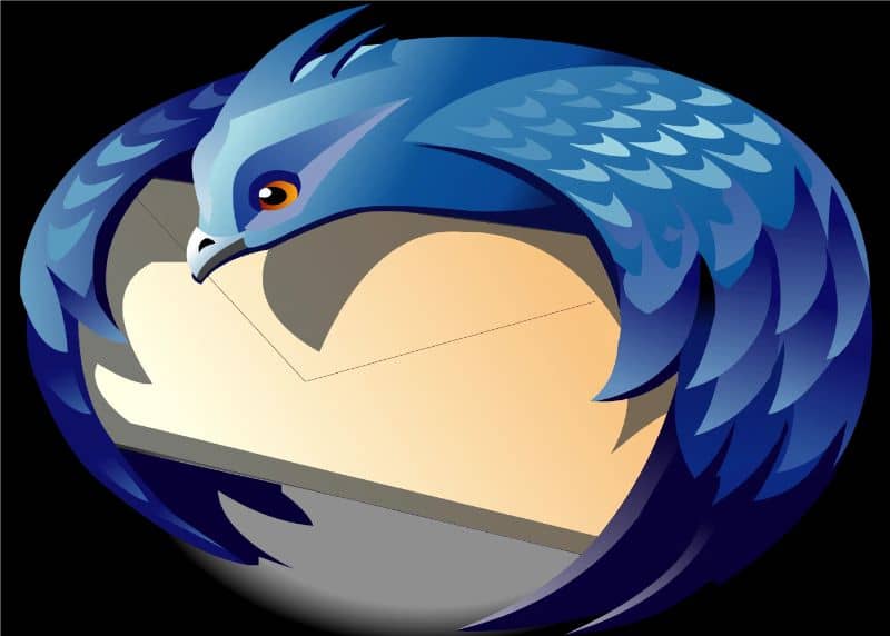 Logotipo do Mozilla Thunderbird em fundo preto