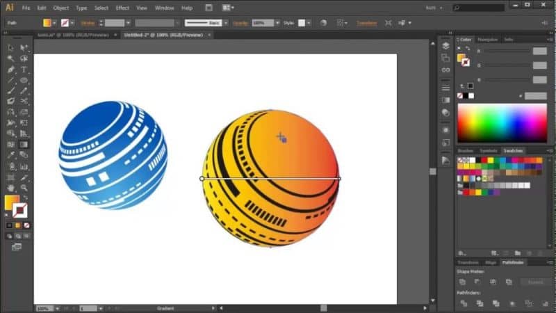 gradiente na prancheta Adobe Illustrator CC