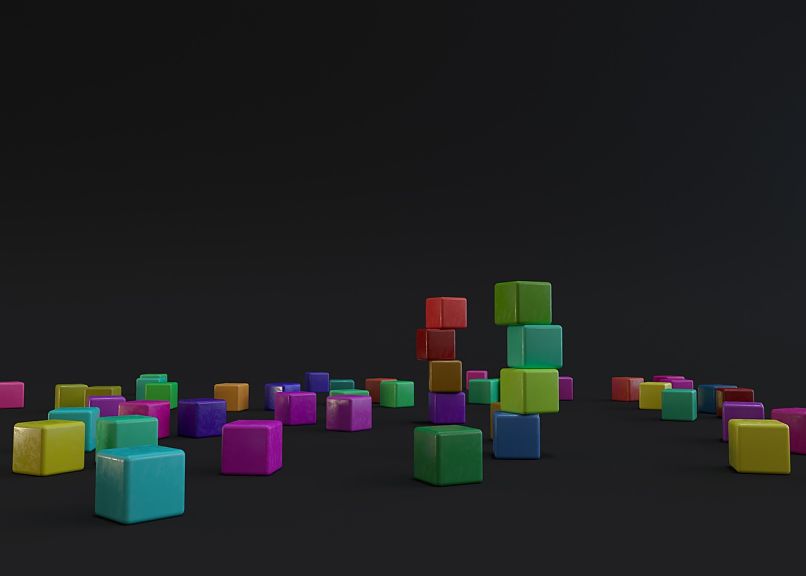 Torres de cubos coloridos 3D