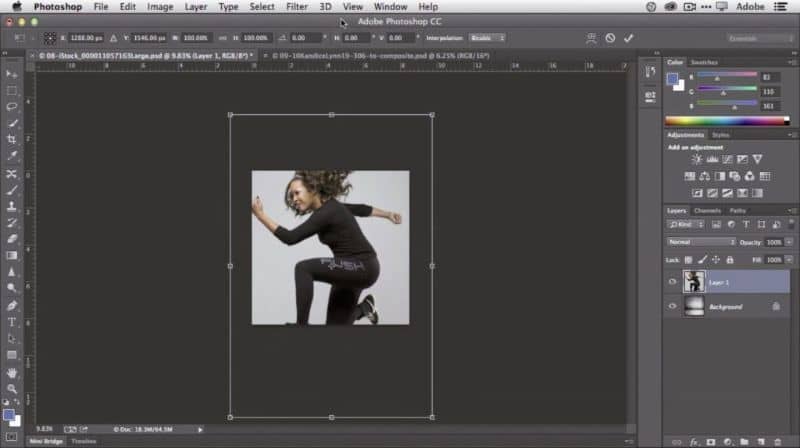 Nova camada por pessoa pulando Adobe Photoshop