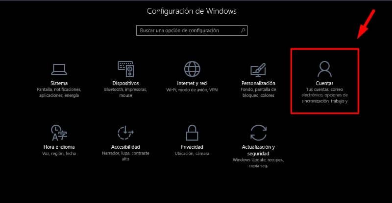 Configuração do Windows, contas