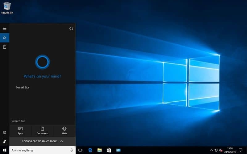 Windows 10 Cortana ativado