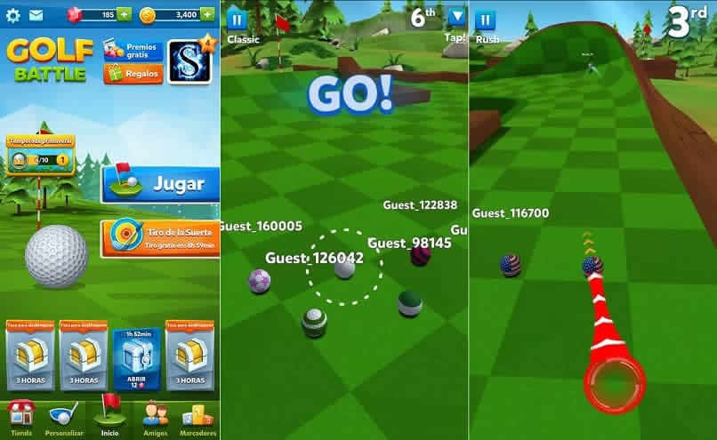 screenshots do jogo de batalha de golfe