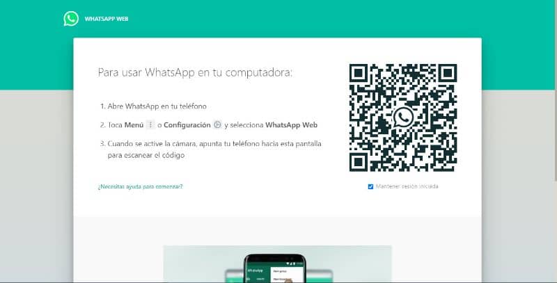 Página da web do WhatsApp