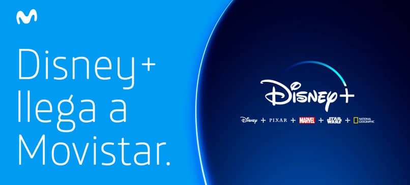 dois tons de azul indicando as boas-vindas da Disney plus ao movistar