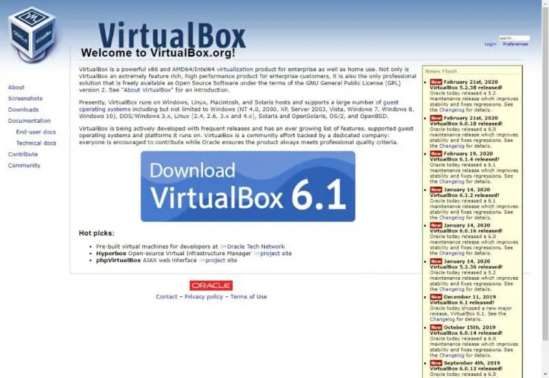versão mais recente do virtualbox