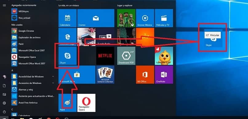 exemplo de atalho do skype no desktop do windows