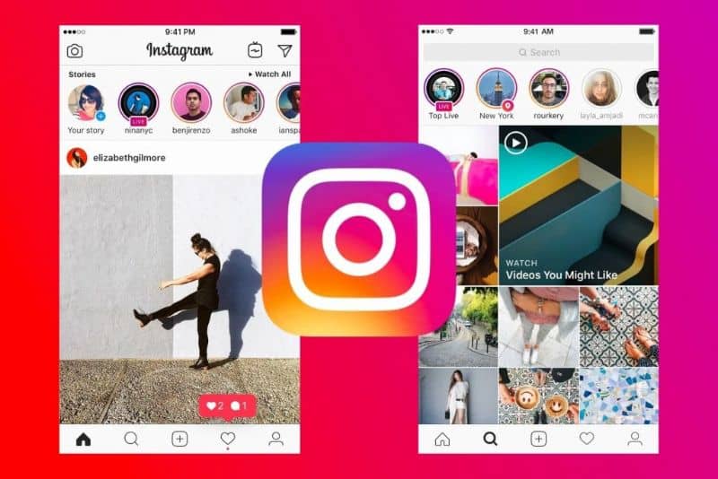 Histórias e logotipo do Instagram em telefones celulares