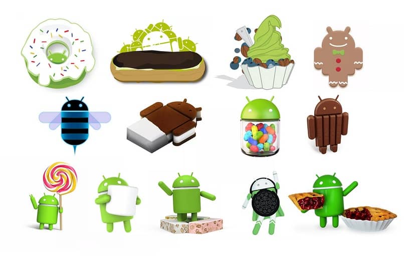ícone do Android em diferentes versões que sugerem saber qual versão do Android está instalada no celular ou tablet
