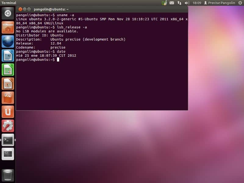 Console do terminal Ubuntu