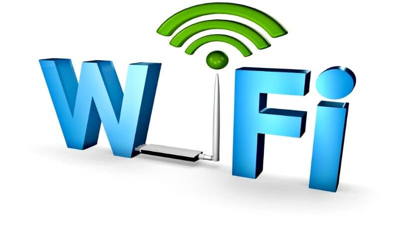 logotipo wi-fi azul e verde com roteador