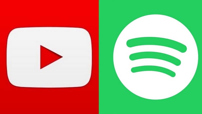 duas telas símbolos do youtube spotify