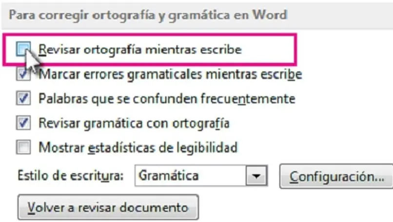 caixas de seleção para desmarcar para remover a linha vermelha no documento do Word