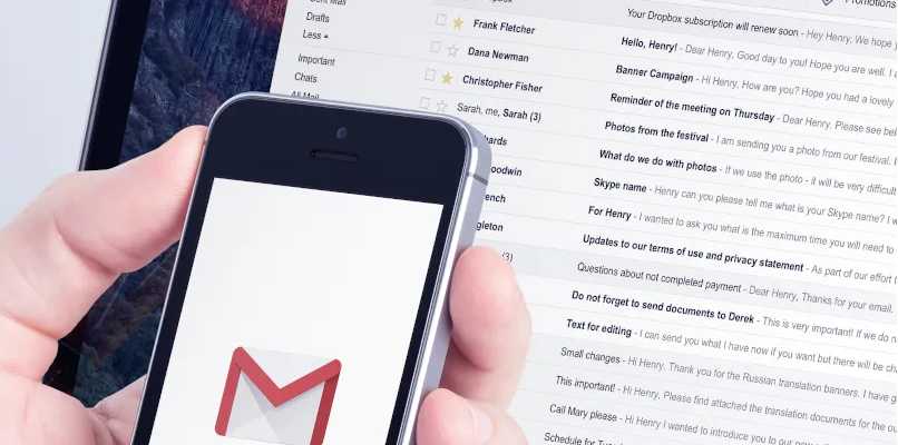 mensagens da caixa de entrada do gemail