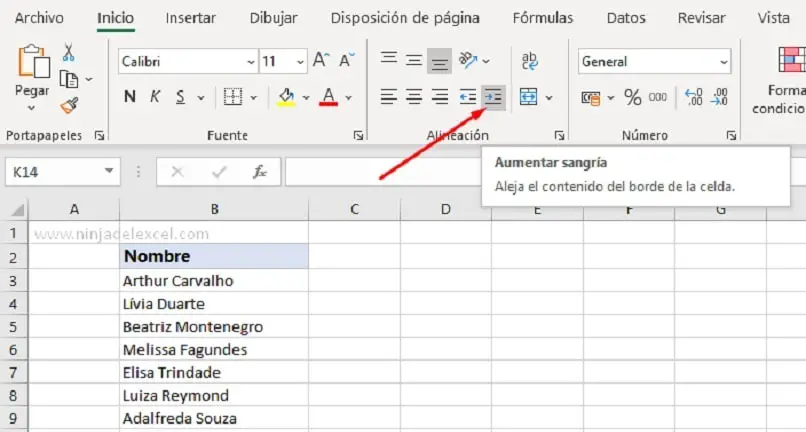 editar recuo em células do Excel
