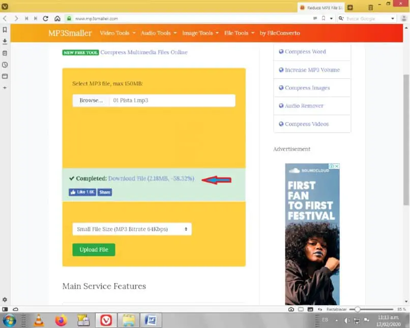 compressor de áudio mp3 menor